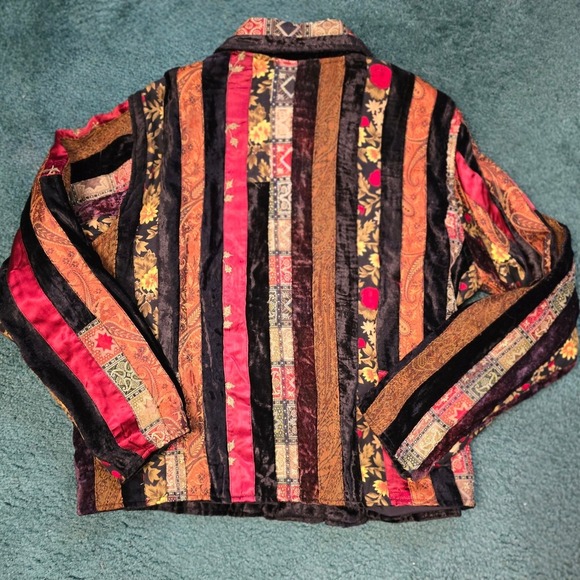 COLDWATER CREEK Womens Petite XL Velvet Sequin Tapestry Jacket Boho Fall Artsy - Picture 6 of 8